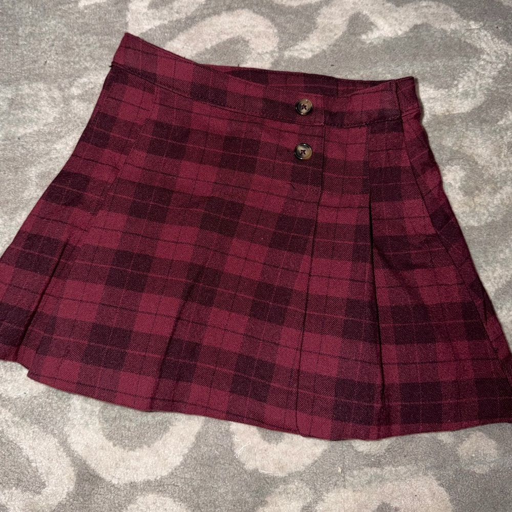 Toddler girl H&M burgundy plaid skirt